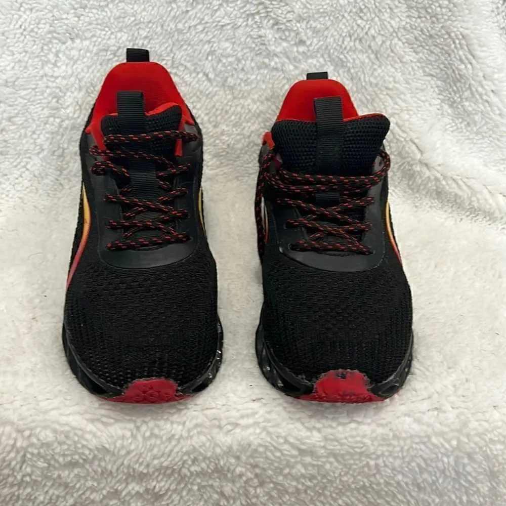 Black and Red Flame Sneakers - Size 4
